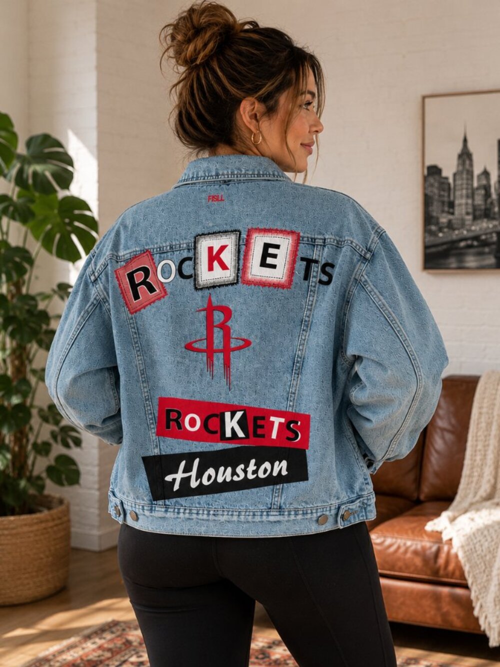 NWT FISLL Houston Rockets NBA Denim Jacket Women’s M